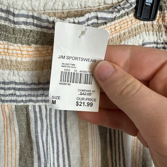 Est. 1946 NWT Stripe Linen Pants Smocked Waist  B27 - Picture 4 of 5